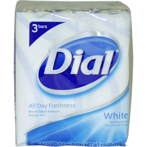 Dial Antibacterial Deodorant Soap 4oz Bars, White