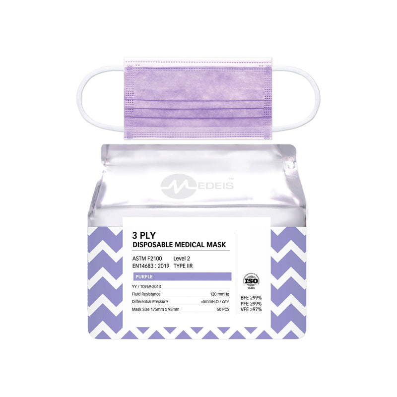 Medeis Disposable Medical Mask Purple 50PCS