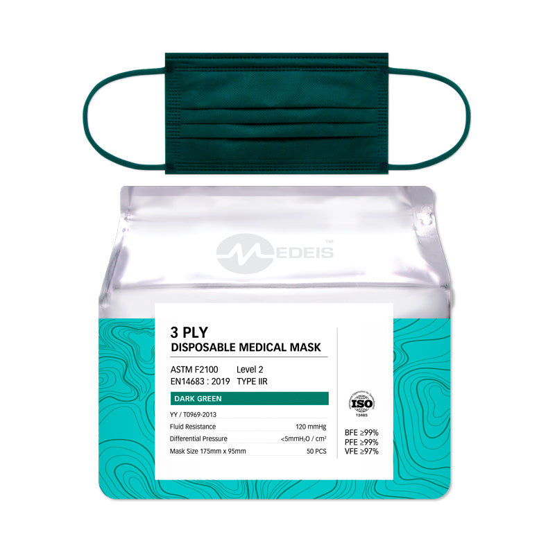 Medeis Disposable Medical Mask Dark Green 50PCS