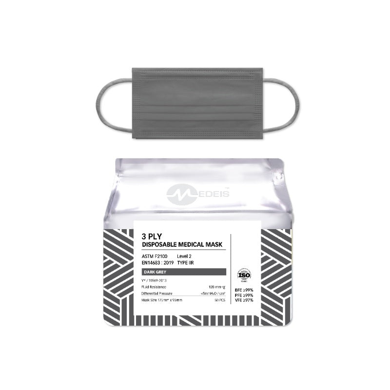 Medeis Disposable Medical Mask Dark Grey 50PCS