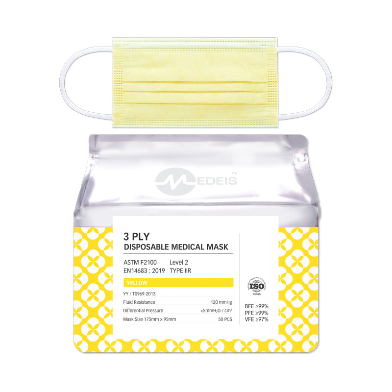 Medeis Disposable Medical Mask Yellow 50PCS