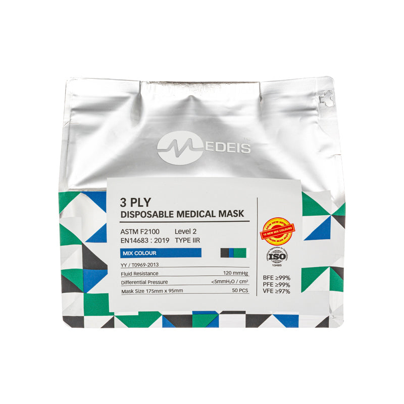 Medeis Disposable Medical Mask Mix Color Urban 50PCS