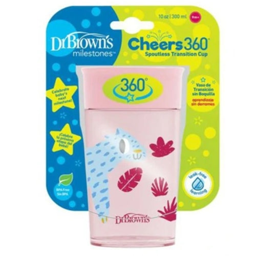 Dr. Brown's Milestones Cheers 360 Training Sippy Cup - Pink Animals - 10oz, 6M+