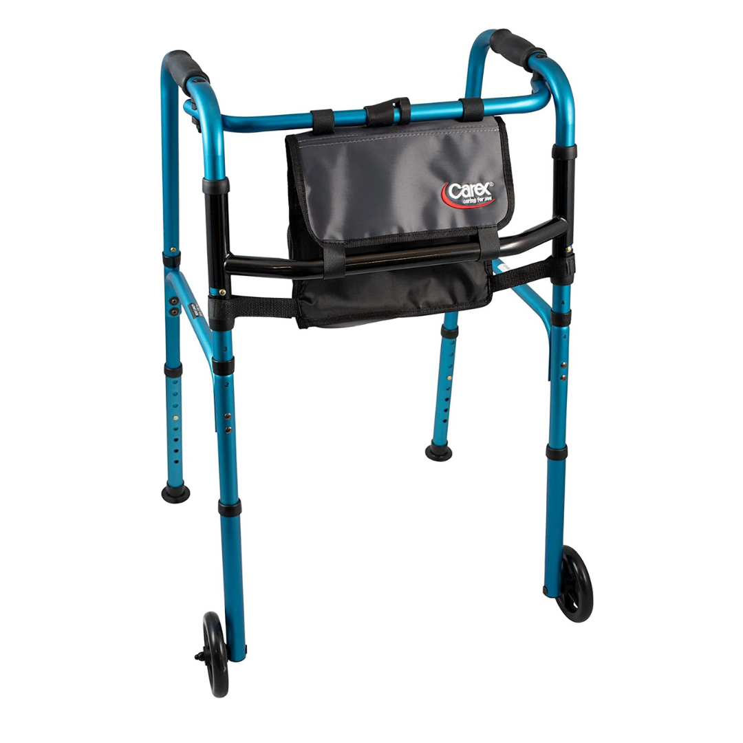 Carex Explorer Folding Walker with 5" Wheels, Glides, and Organizer