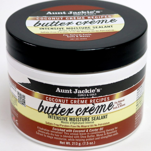 Aunt Jackie's Coconut Cream Recipes Butter Cream, Intense Moisture Hair Sealer , Homeless Moisture Treatment, 7.5 oz Jar