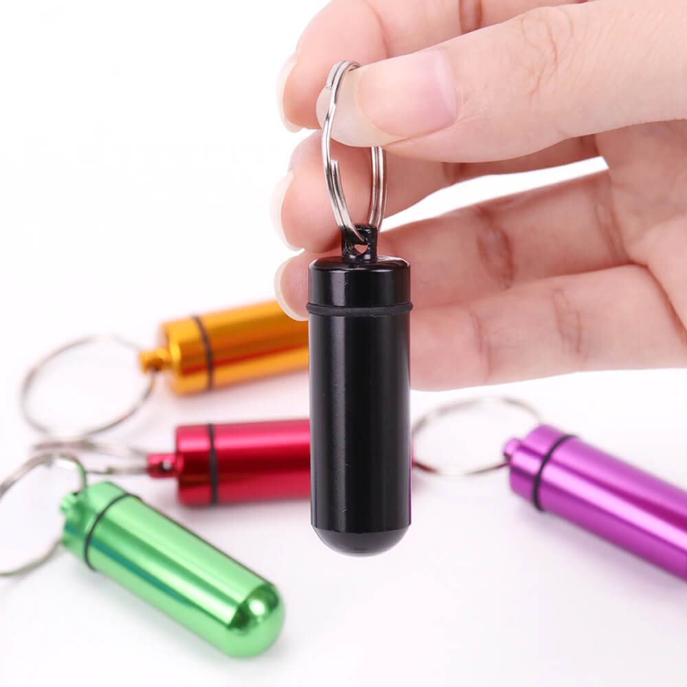 Aluminum Alloy Keychain Pill Holder Bottle. Shop Pillboxes on Mounteen. Worldwide shipping available.