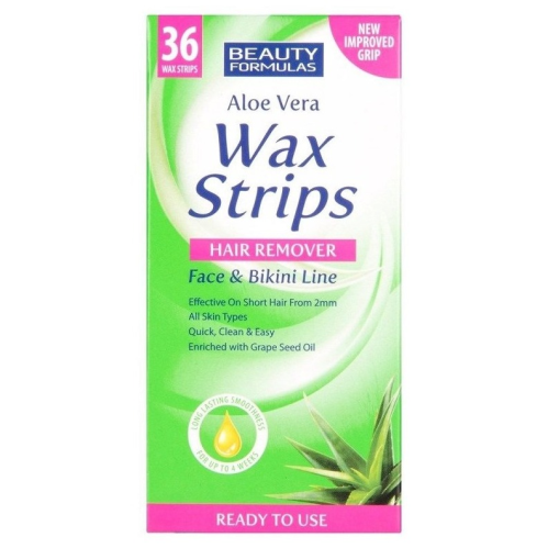 Beauty Formulas - Face & Bikini Line Wax Strips - Aloe Vera