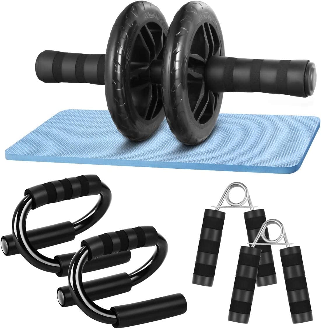 CLISPEED AB Wheel Roller Abdominal Trainer Kit with Push up Bar Hand Gripper Knee Pad for Abs Fitness Workout