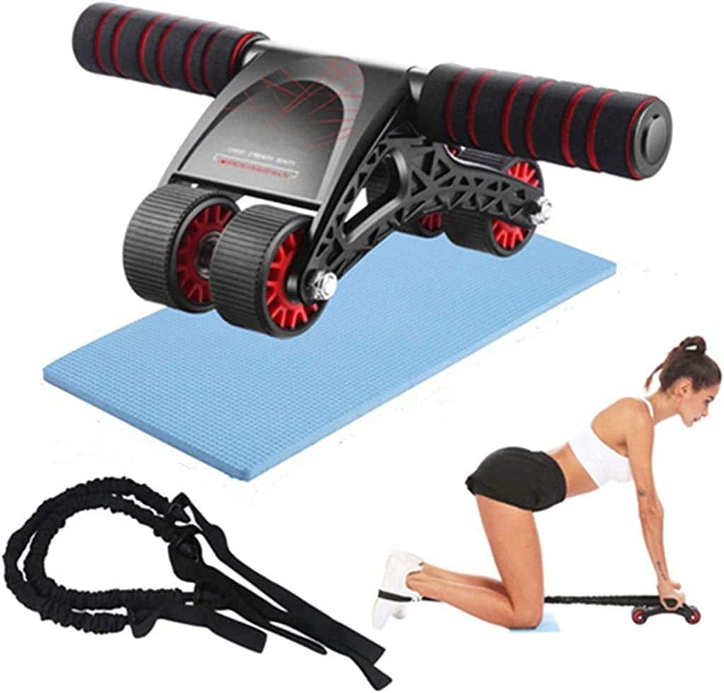 Huhuali Ab Roller Wheel for Abs Workout Abdominal Wheel Roller Exercise Equipment Kit with Knee Mat and Resistance Rope for Men Women Home Gym Exercise