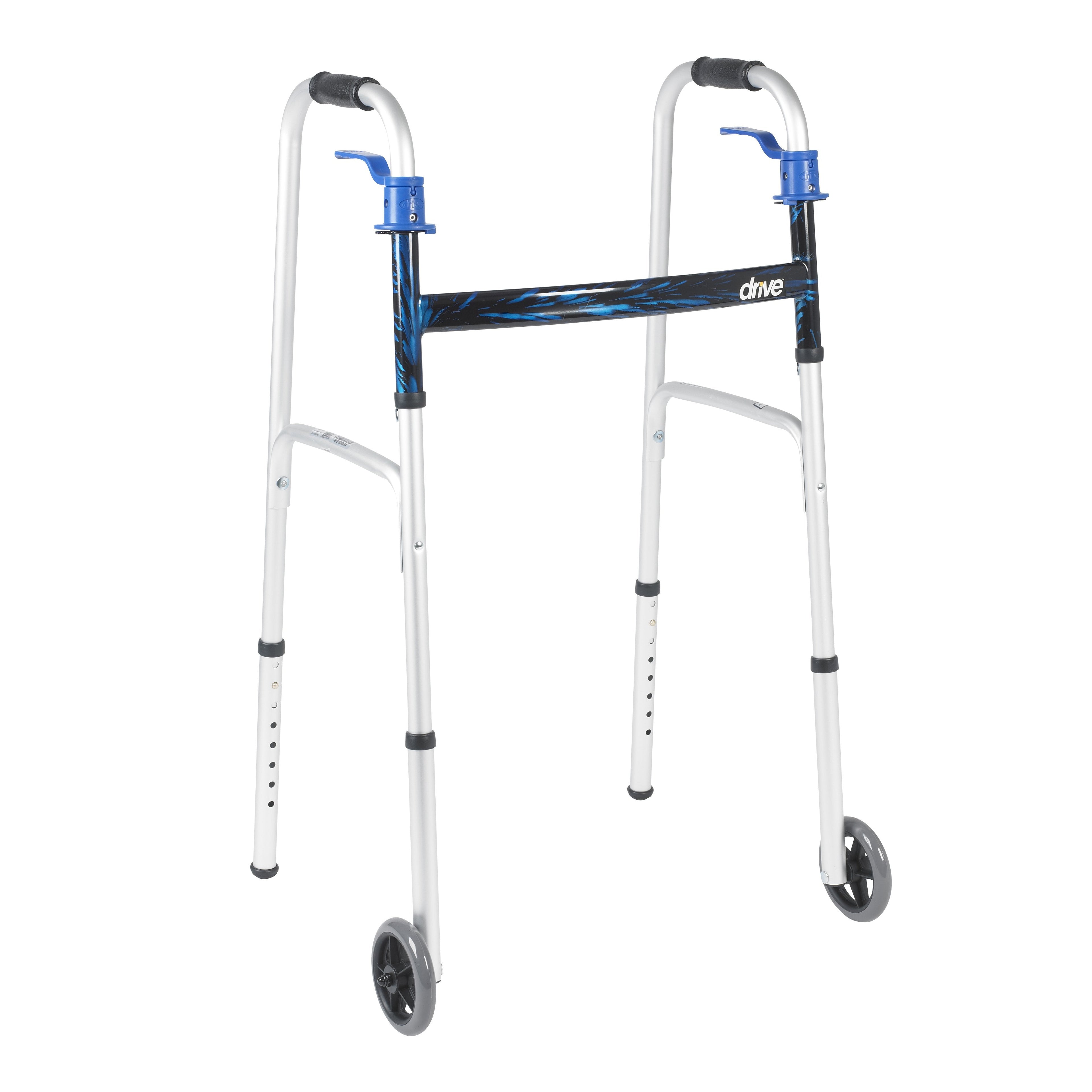 drive™ Aluminum Dual Release Folding Walker, 32 – 39 Inch Height